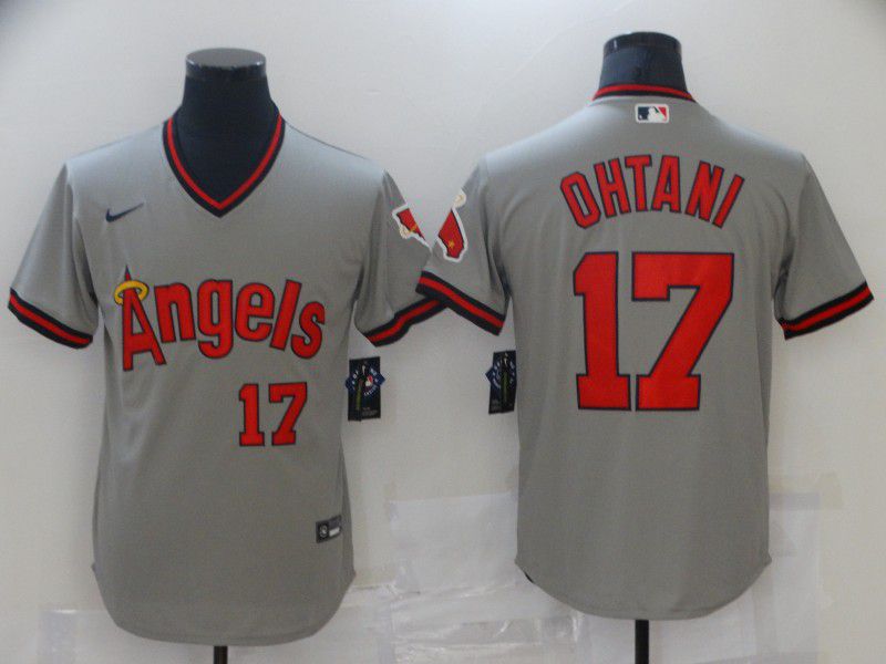 Men Los Angeles Angels #17 Ohtani Grey Game Throwback 2021 Nike MLB Jersey->jacksonville jaguars->NFL Jersey